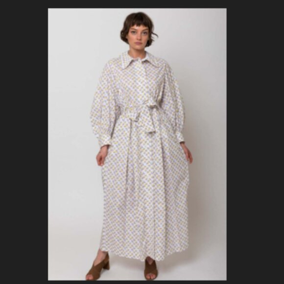 Thierry Colson White W/ Blue Orange Floral Cotton NWT - Picture 2 of 8